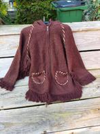 Vintage Bruine Poncho met Capuchon en Franjes, Onbekend, Ophalen of Verzenden, Nieuw, Bruin