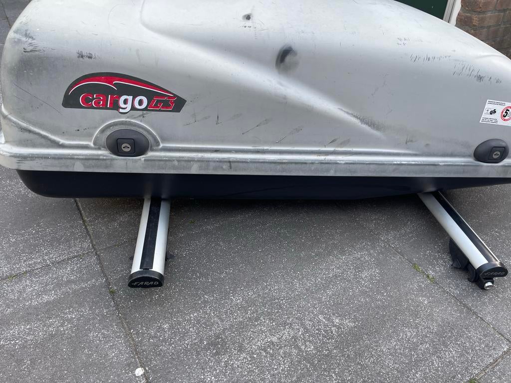 Dakkoffer met dakdragers voor open dakrailsysteem, Auto diversen, Dakkoffers, Ophalen of Verzenden, Gebruikt