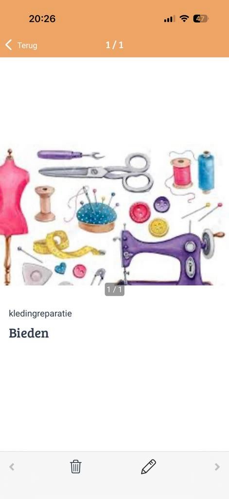 Kledingreparatie, Ophalen of Verzenden, Gebruikt, Overige typen