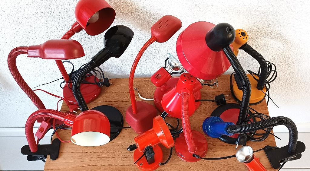 vintage bureaulampen van Massive - G&G - Hema  - Happy Light, Huis en Inrichting, Lampen | Tafellampen, Ophalen of Verzenden, Glas