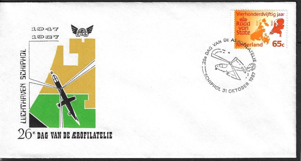 H-22 Schiphol - Dag van de Aerofilatelie 1987 a, Postzegels en Munten, Brieven en Enveloppen | Nederland, Ophalen, Envelop