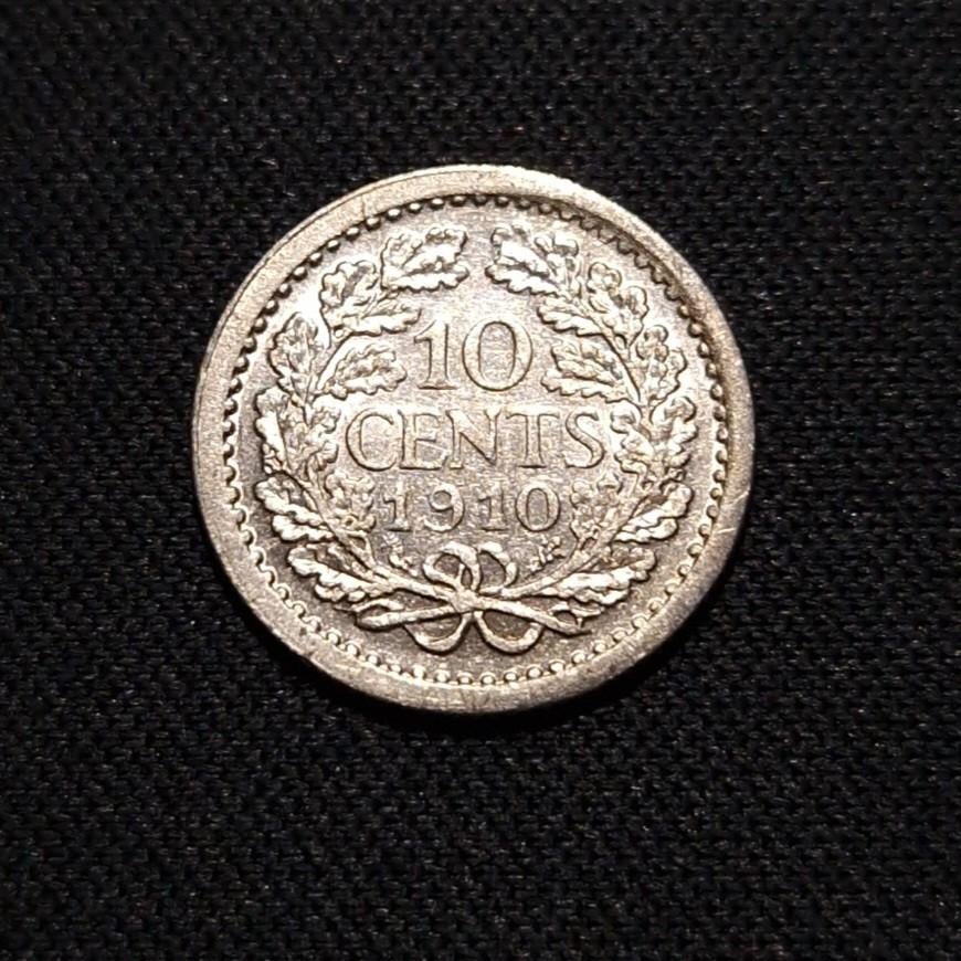10 cent 1910, Postzegels en Munten, Munten | Nederland, Verzenden, Zilver, 10 cent, Koningin Wilhelmina
