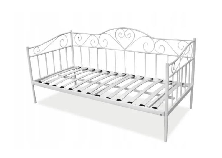 Wit metalen meisjes bed 90x200, Kinderen en Baby's, Kinderkamer | Bedden, Ophalen, 85 tot 100 cm, Gebruikt, Lattenbodem