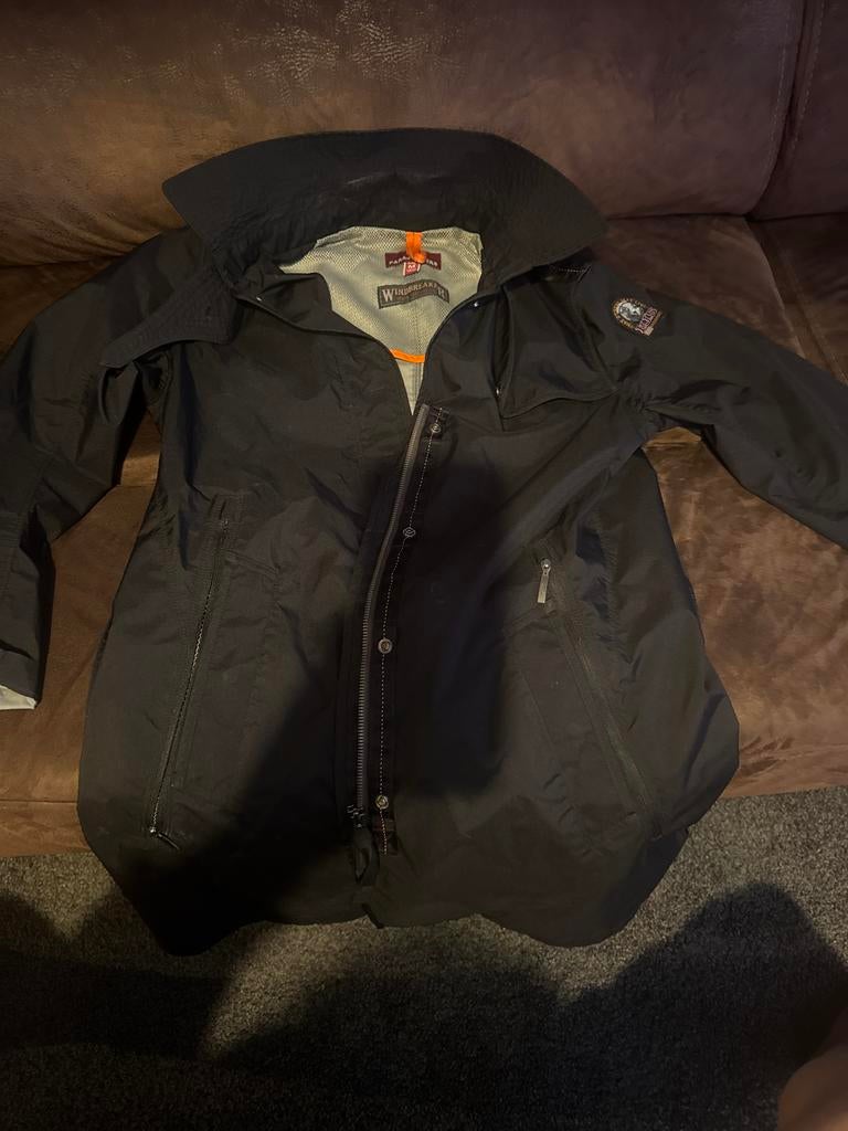 Parajumpers Windbreaker Jas Zwart Maat M met Muts, Kleding | Dames, Jassen | Zomer, Ophalen of Verzenden, Zo goed als nieuw, Maat 38/40 (M)