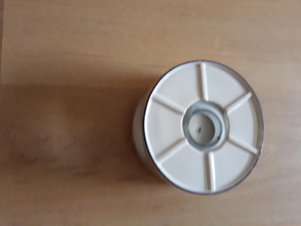 Aardewerk theepot en theelichtje nieuw wit met blauw randje, Overige typen, Nieuw, Ophalen of Verzenden, Overige stijlen