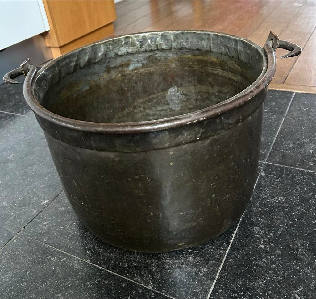 Antieke Koperen Houtbak / Kolenkit met Handvatten, Antiek en Kunst, Antiek | Koper en Brons, Ophalen, Koper