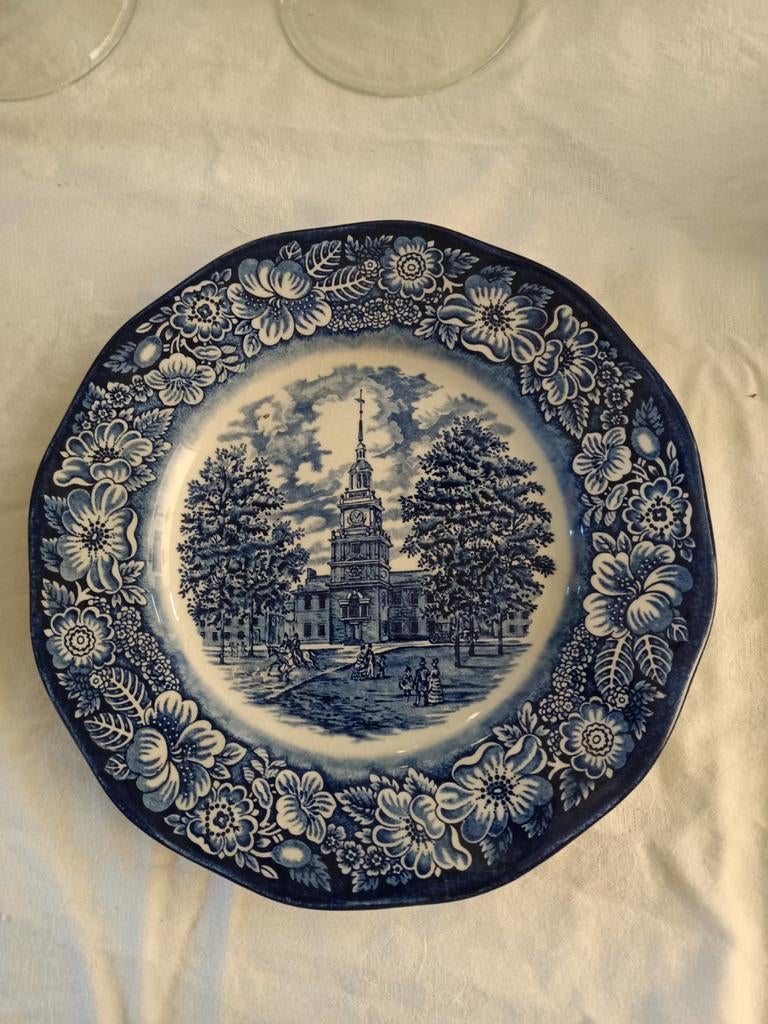 Liberty Blue Independence Hall Staffordshire bord, Ophalen of Verzenden