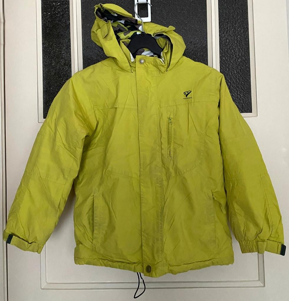 Jas / skijas van Rucanor, groen-geel, maat 140, Gebruikt, Jongen of Meisje, Rucanor, Ophalen of Verzenden