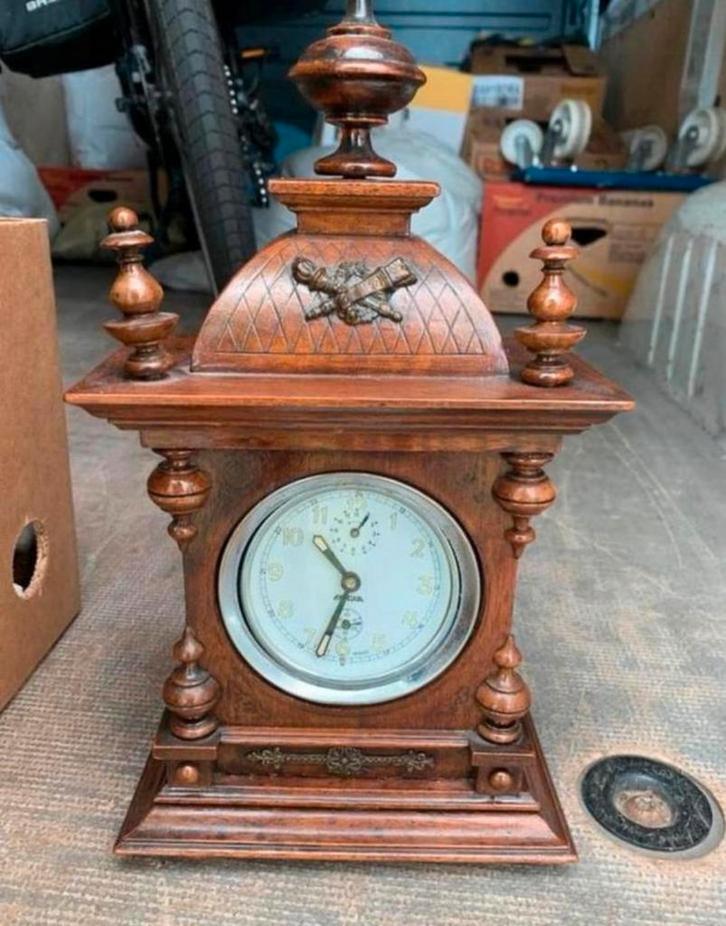 Klok mooie franse antieke biedermeier tafel klok, Antiek en Kunst, Antiek | Klokken, Ophalen of Verzenden