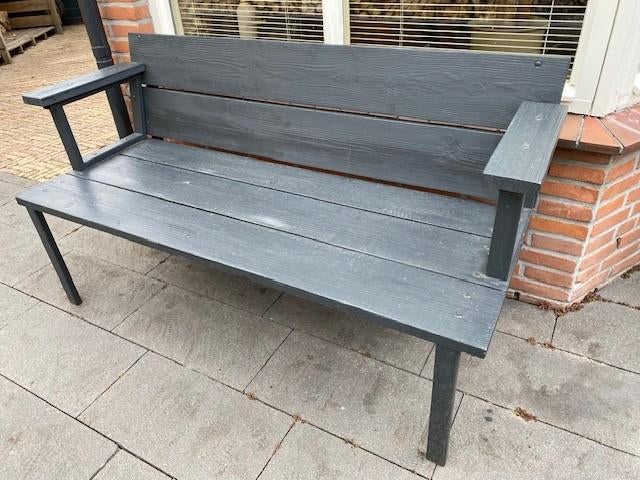 Tuinbank antraciet steigerhout, Tuin en Terras, Tuinbanken, Ophalen, Gebruikt, Hout