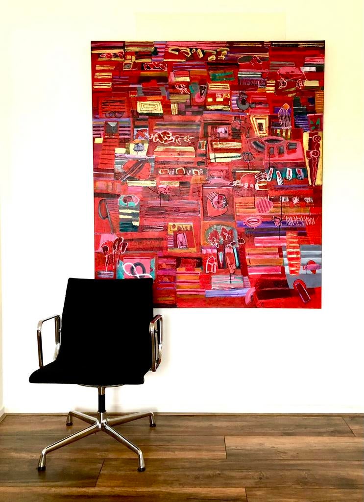 Anneke Peereboom; groot schilderij + div. andere kleinere, Ophalen
