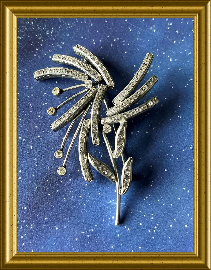 Vintage broche met steentjes, Sieraden, Tassen en Uiterlijk, Antieke sieraden, Ophalen of Verzenden, Overige materialen, Broche