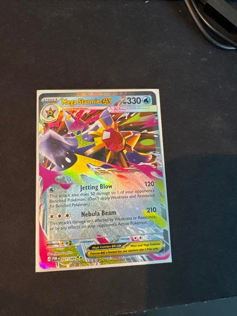 Mega Starmie EX Pokémon Kaart - Full Art Foil, Ophalen of Verzenden, Zo goed als nieuw, Losse kaart, Foil