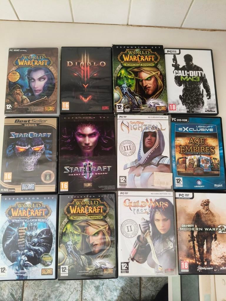 PC Games Collectie: World of Warcraft, Diablo, StarCraft, Spelcomputers en Games, Games | Pc, Online, Gebruikt, Vanaf 18 jaar