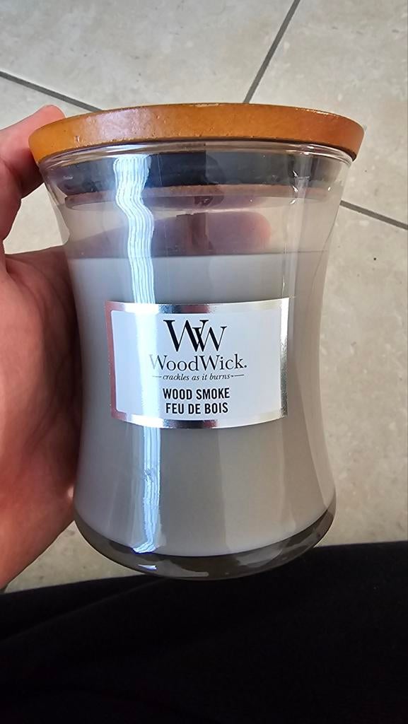 WoodWick kaars Wood Smoke, Ophalen, Overige materialen, Nieuw, Grijs
