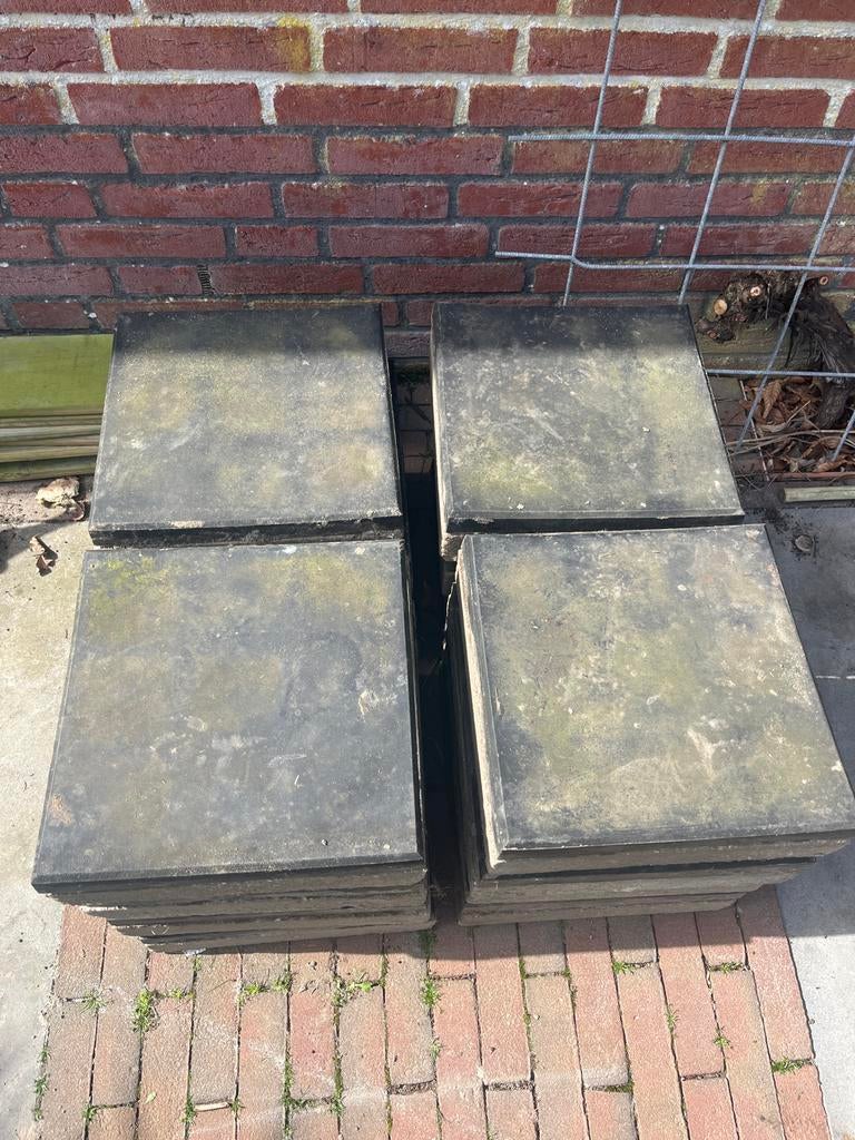 Stoeptegel met rubberen bovenlaag 30x30 cm, Tuin en Terras, Ophalen, Gebruikt, Rubber, Terrastegels