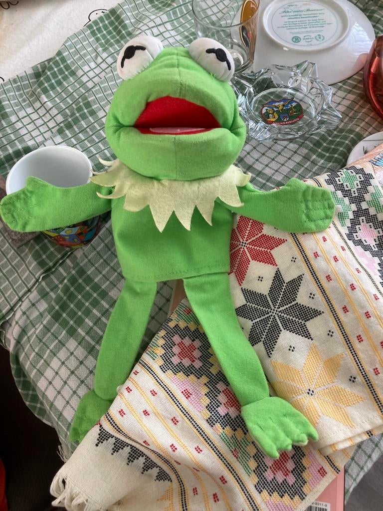 Kermit de Kikker Pluche Handpop - Muppets Show, Ophalen of Verzenden, Gebruikt, Kikker