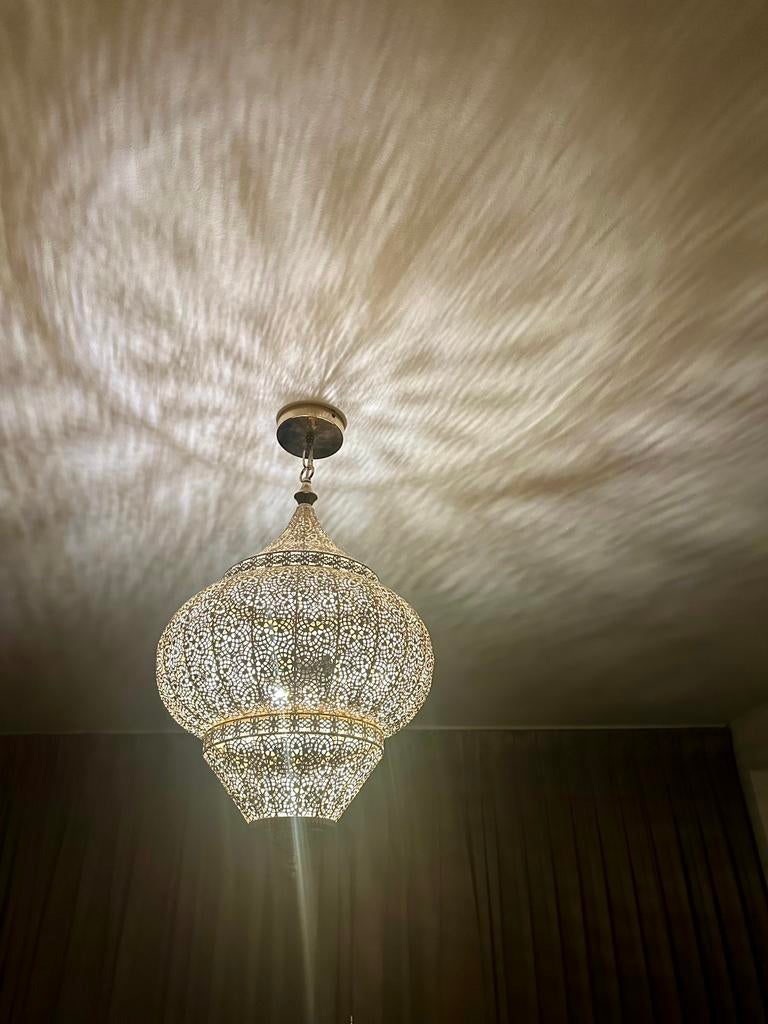 2x Gouden Marokkaanse Hanglamp - Oosterse Sfeer, Ophalen, Zo goed als nieuw, Metaal, 50 tot 75 cm