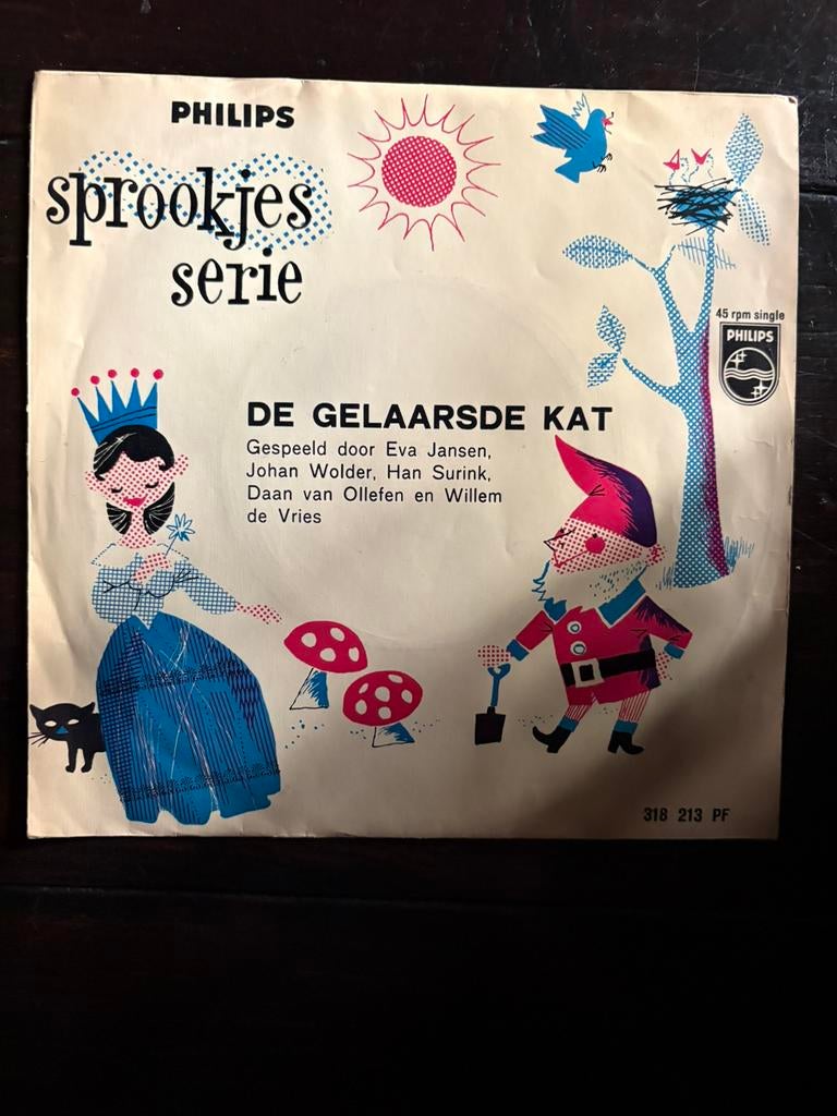 45 toerenplaat sprookjes serie De Gelaarsde Kat, Antiek en Kunst, Ophalen of Verzenden