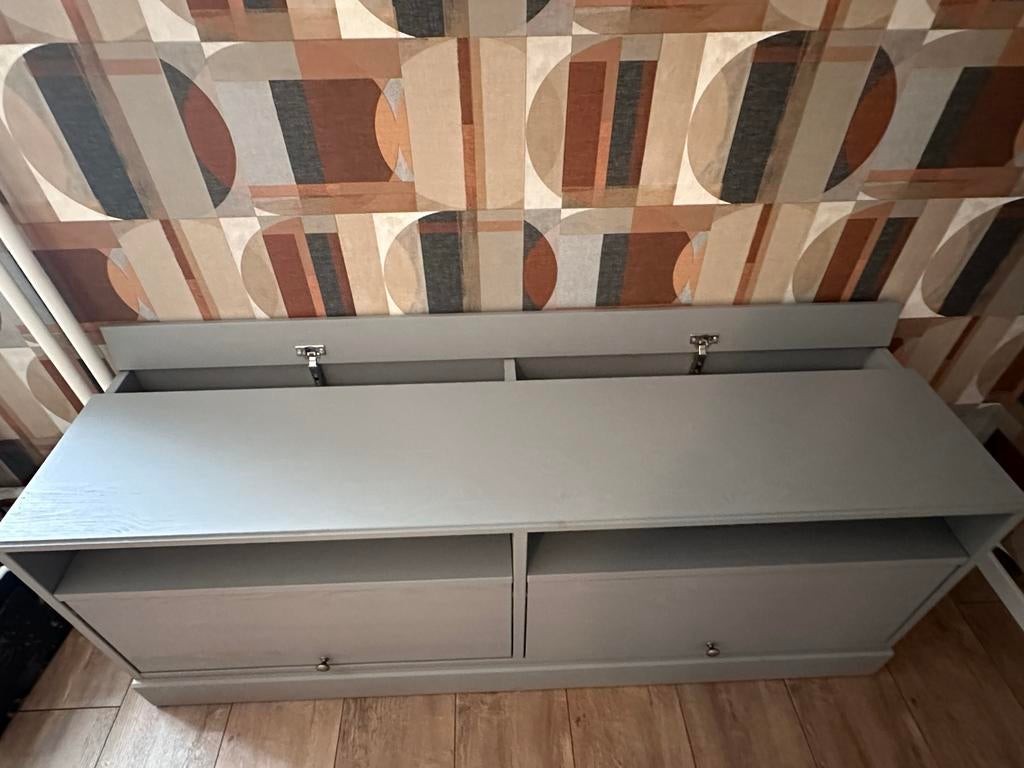 Havsta Ikea Grijze TV-meubel t.e.a.b, Huis en Inrichting, Kasten | Televisiemeubels, Ophalen, Gebruikt, 100 tot 150 cm, Minder dan 100 cm