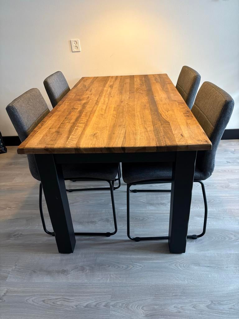 Eettafel met 4 stoelen - ook los te koop, Ophalen, Gebruikt, 50 tot 100 cm, 150 tot 200 cm