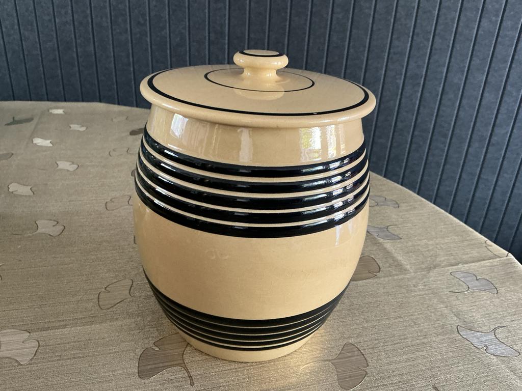 Vintage aardewerk pot met deksel - Société Céramique, Ophalen of Verzenden