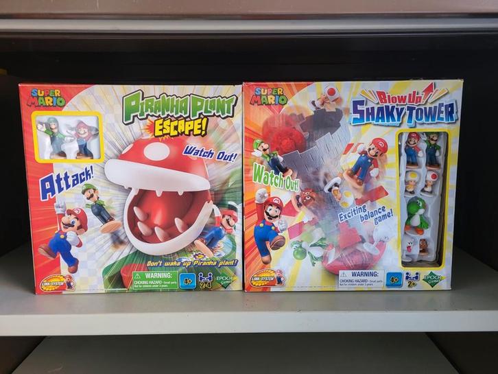 Super Mario Piranha Plant Escape & Shaky Tower Spellen, Kinderen en Baby's, Speelgoed | Overig, Gebruikt, Jongen of Meisje, Ophalen of Verzenden