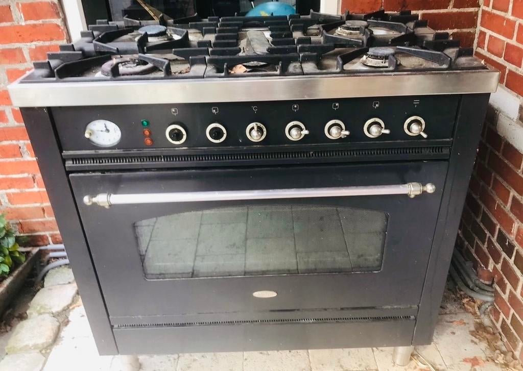 Boretti gasfornuis met elektrische oven 90 cm breed, Witgoed en Apparatuur, Fornuizen, Ophalen, Gebruikt, 60 cm of meer, Gas