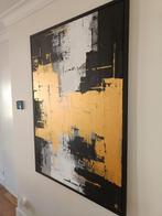 Abstract modern groot schilderij (zwart, wit en goud), Ophalen