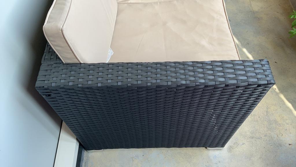 Loungeset zwart met taupe kussens €100,-, Tuin en Terras, Ophalen, 4 zitplaatsen, Zo goed als nieuw, Loungeset