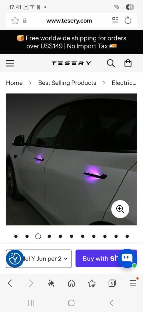 Tesla model 3/y deurkruk deurgreep met led 21-22-23, Ophalen of Verzenden, Nieuw