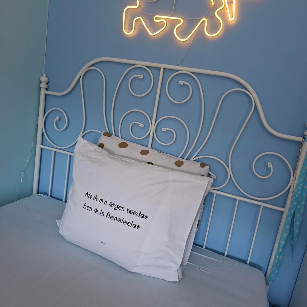 Ikea Leirvik 140-200cm frame-matras-lattenbodem etc, Huis en Inrichting, Ophalen, Wit, 140 cm, Zo goed als nieuw