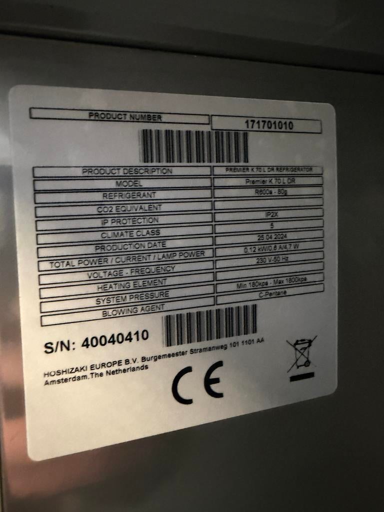 Gram Hoshizaki Premier K70 L DR Horeca Koelkast – NIEUW –, Info@retailequipment.eu, Gram Hoshizaki, Almelo, Koelen en Vriezen