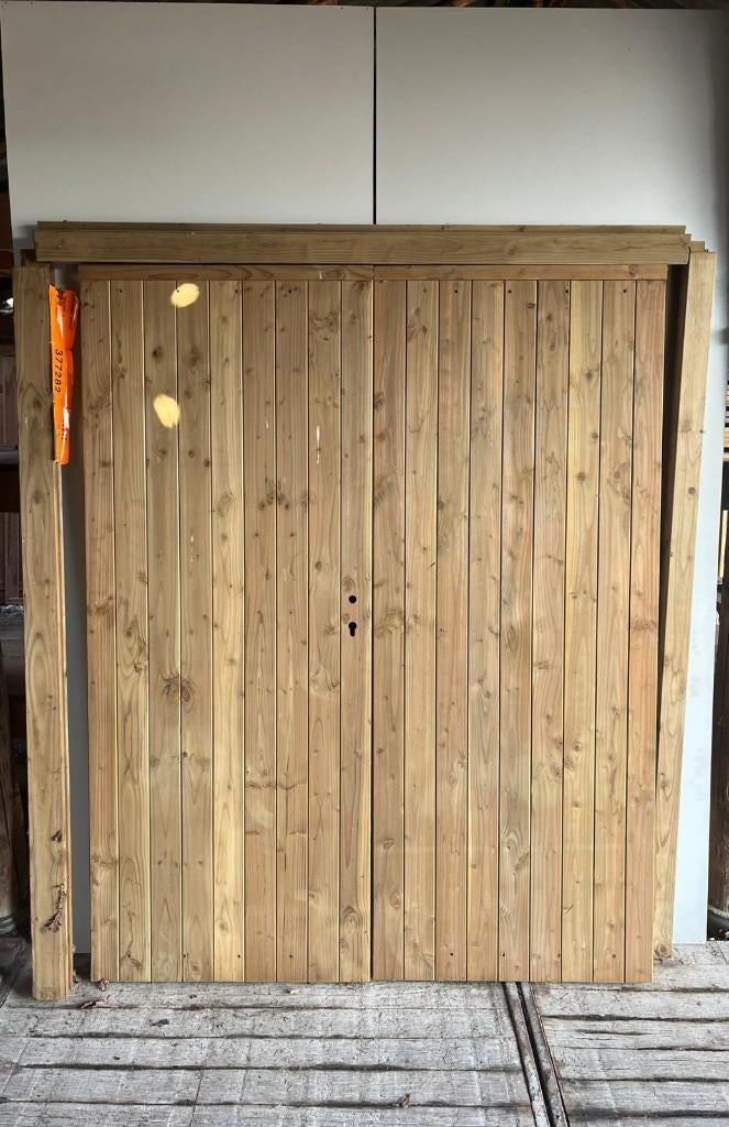 Douglas geïmpregneerde dubbele schuurdeur, Doe-het-zelf en Verbouw, Ophalen, Zo goed als nieuw
