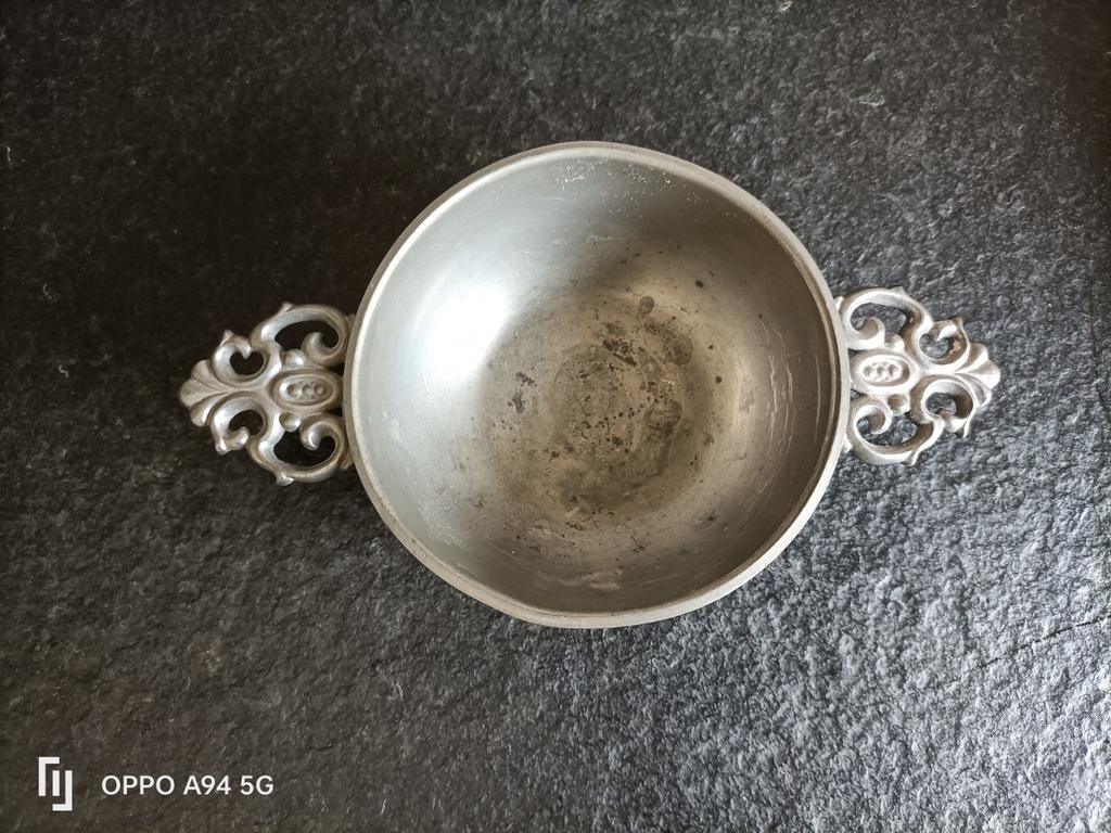 Tinnen kommetje met handvatten, Antiek en Kunst, Antiek | Tin, Ophalen of Verzenden