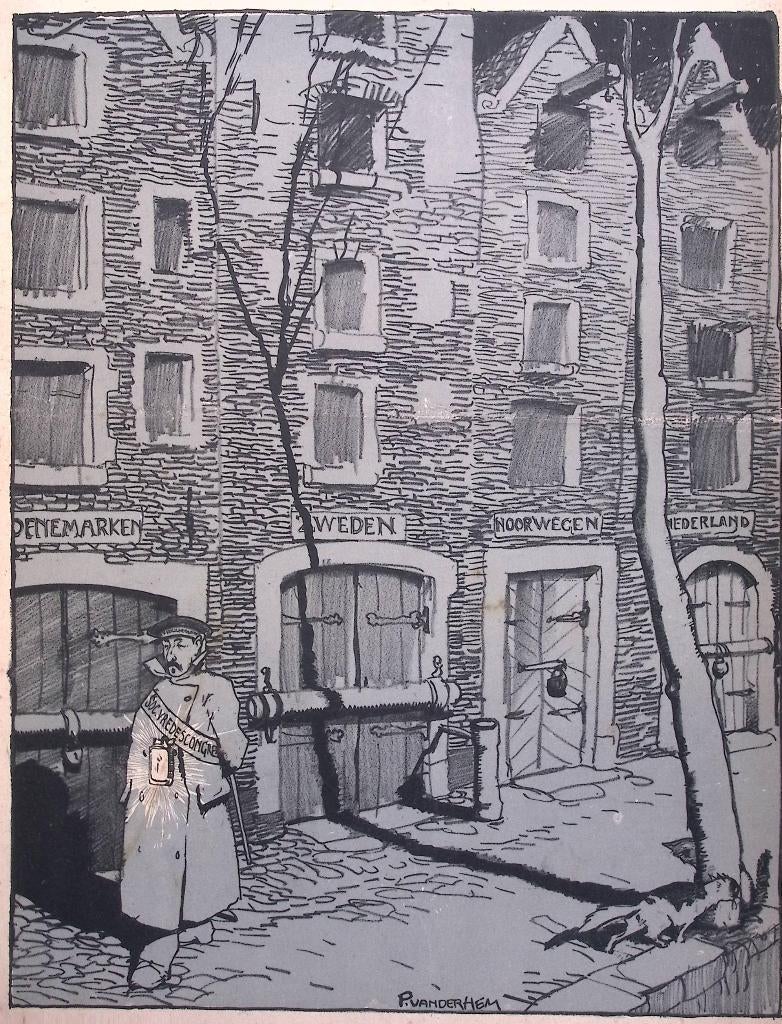 Spotprent over neutrale landen tijdens Eerste Wereldoorlog, Antiek en Kunst, Kunst | Litho's en Zeefdrukken, Ophalen