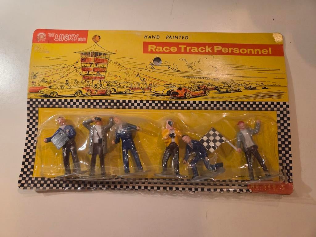 Vintage Lucky Toys Racebaan Poppetjes - Nieuw in Verpakking, Overige merken, Onderdelen, Ophalen of Verzenden, Zo goed als nieuw