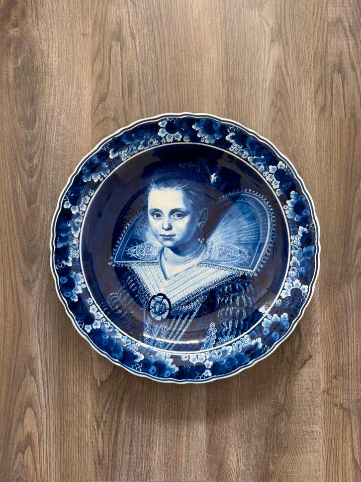 Porceleyne fles groot delfstblauw wandbord puntgaaf 42 cm, Antiek en Kunst, Antiek | Wandborden en Tegels, Ophalen of Verzenden