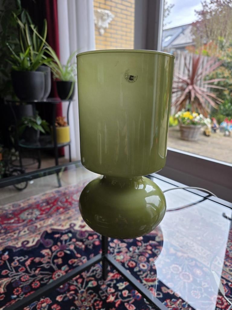 IKEA Lykta Vintage Tafellamp Groen - Tijdloos Design, Ophalen, Gebruikt, Minder dan 50 cm, Glas
