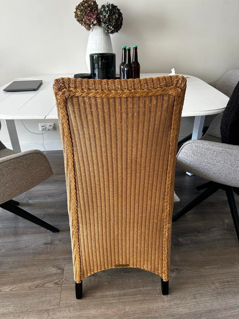 4 Lloyd Loom stoelen - Rotan eetkamerstoelen, Ophalen, Gebruikt, Bruin, Riet of Rotan