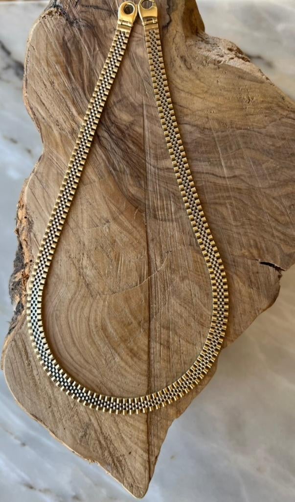 18K geel-/wit Goud massief Rolex schakel/link ketting, Verzenden, Zo goed als nieuw, Goud, Goud