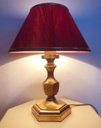 Vintage tafellamp goud messing lampvoet, rode klassiek, Ophalen of Verzenden, Gebruikt, Overige materialen, Minder dan 50 cm
