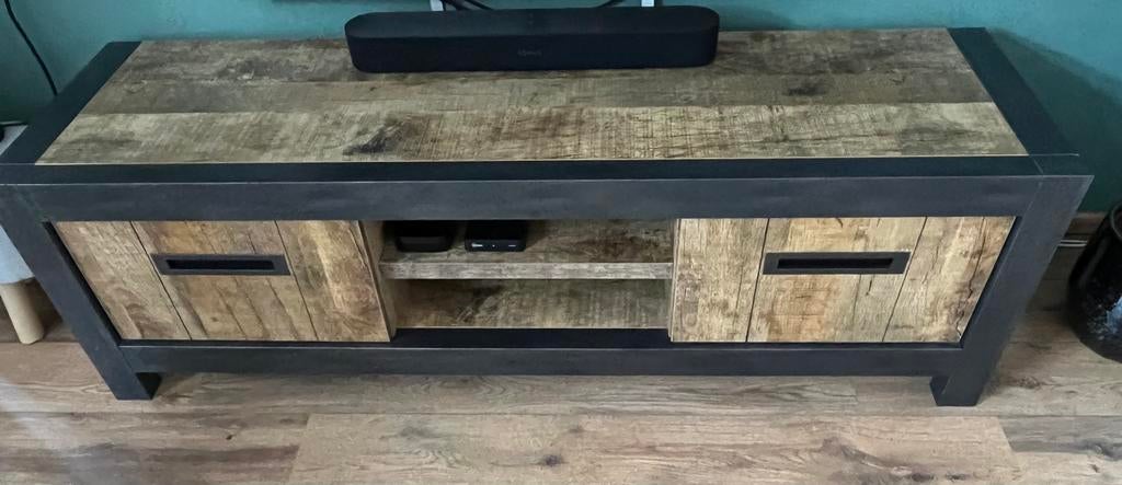 Houtenlook tv meubel, Ophalen, Gebruikt, 150 tot 200 cm, Minder dan 100 cm