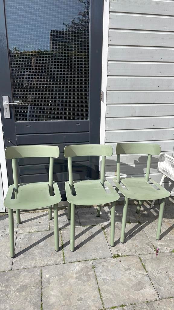 3 Zuiver tuinstoelen groen, Tuin en Terras, Tuinstoelen, Ophalen, Gebruikt, Metaal