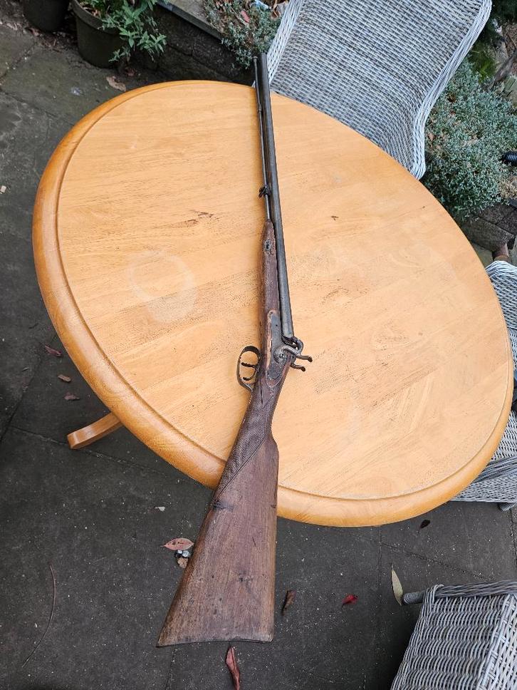 Antiek zwartkruit percussie jachtgeweer, Antiek en Kunst, Antiek | Overige Antiek, Ophalen of Verzenden