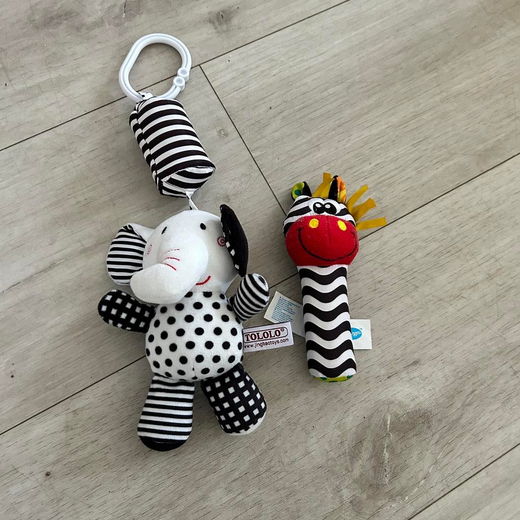 Set Contrastrijk – Tololo Olifant & Playgro Zebra, Kinderen en Baby's, Speelgoed | Babyspeelgoed, Ophalen of Verzenden, Gebruikt