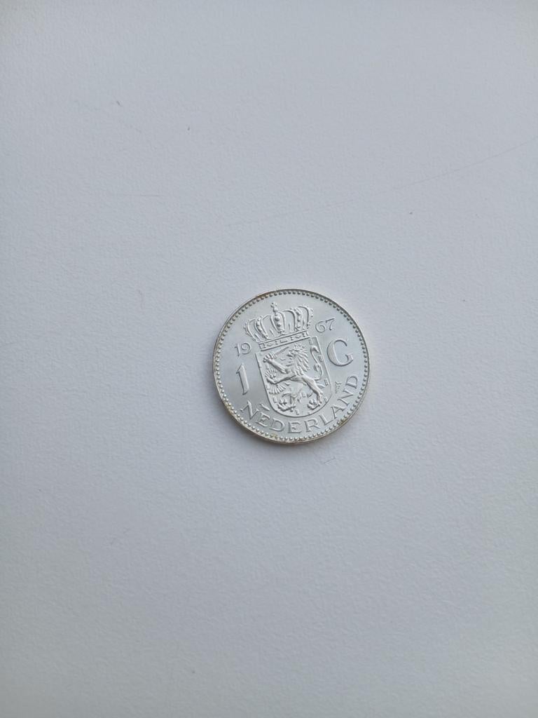 Zilveren gulden Juliana 1967, Postzegels en Munten, Munten | Nederland, 1 gulden, Koningin Juliana, Zilver, Ophalen of Verzenden
