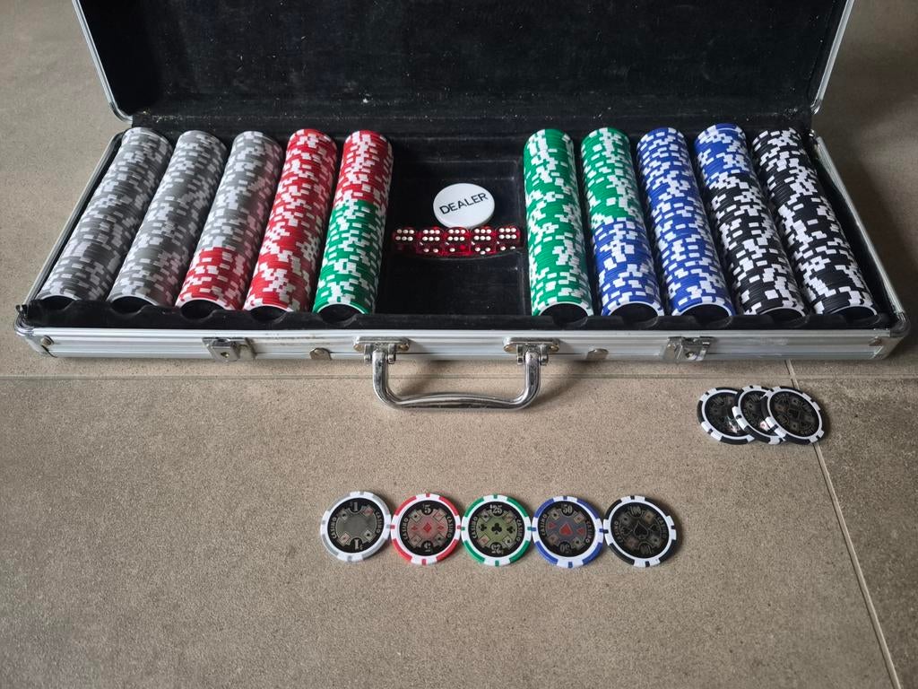 Grote Luxe Poker set 500 chips in Koffer, Hobby en Vrije tijd, Gezelschapsspellen | Bordspellen, Vijf spelers of meer, Ophalen of Verzenden