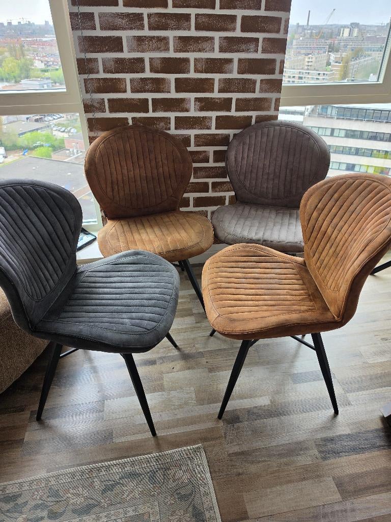 Stoelen 6x comfortabel, Ophalen, Bruin, Zo goed als nieuw, Stof