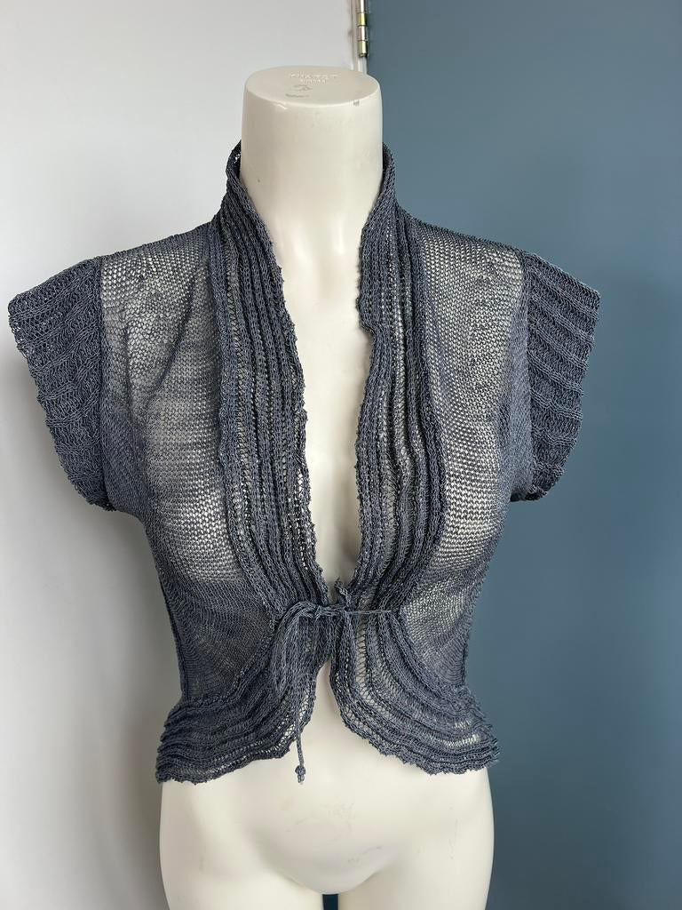 Sarah pacini grijs gebreid linnen  veste onesize, Maat 38/40 (M), Ophalen of Verzenden, Zo goed als nieuw, X